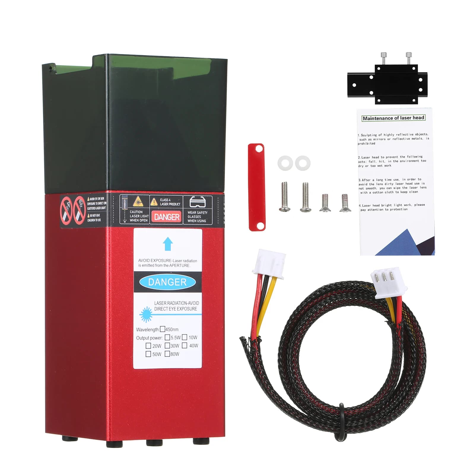 5.5W 10W 20W 30W 40W Laser Module 450nm Laser Incision Head Laser Focal Length Fixed High Accuracy Engraving for Laser CNC Engraver