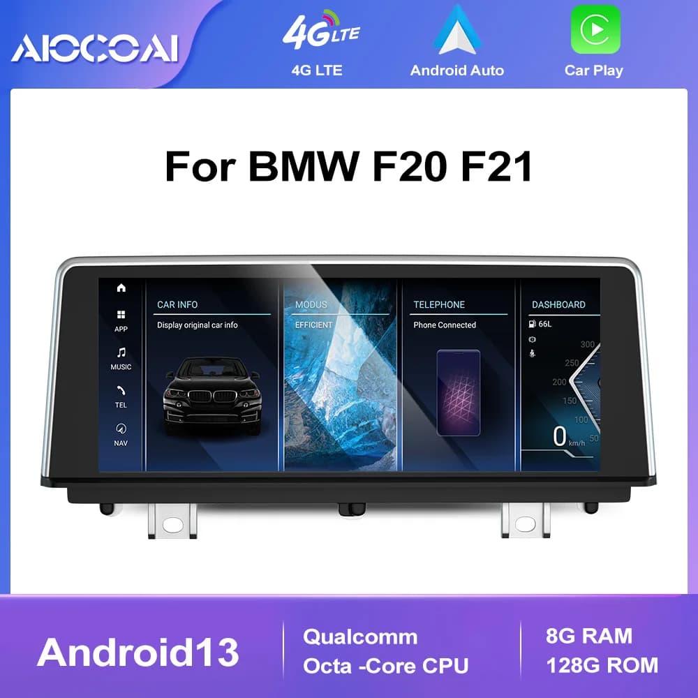 AIOCOAI Qualcomm Android 13 for BMW Series 1 2 F20 F21 F22 HD screen Carplay Android Auto Mirrorlink Display Airplay 4G LTE