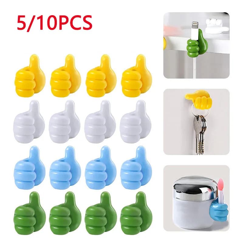10/5PCS Hand-shaped Rubber Holder Glasses Cable Power Cord Charging Line Self Adhesive Mini Hook Car Storag Organizer Gadget