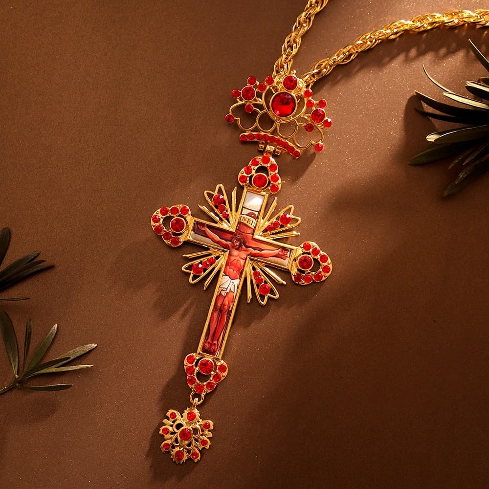 Fashion Personality Cross Jesus Christ Crucifix Necklace Church Jewelry Accessory for Women And Men Christian Decoration