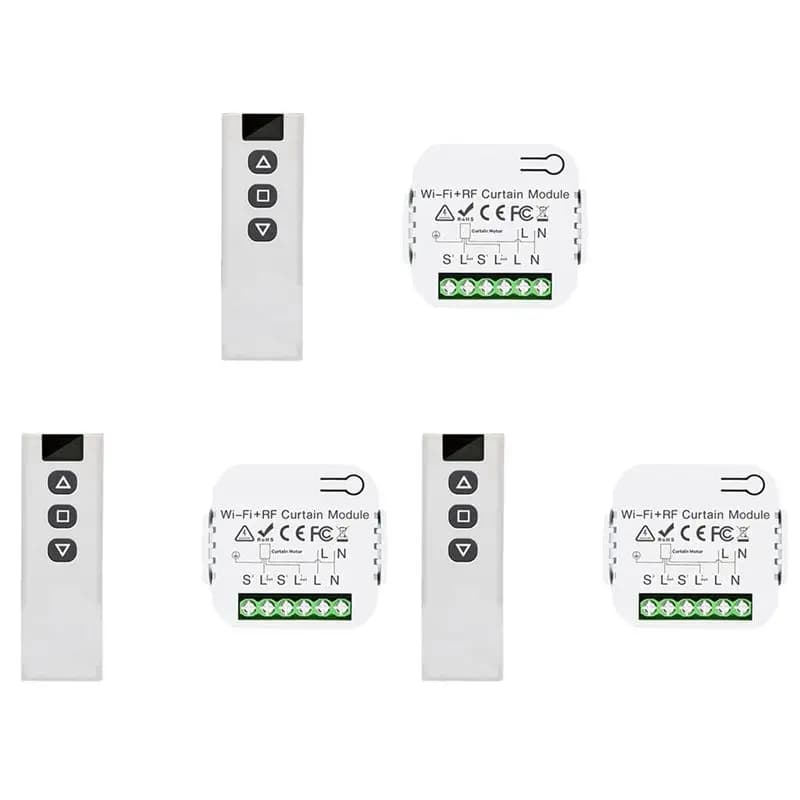 3X Tuya Smart Life Wifi 433Mhz Interruttore per Tende e Tapparelle con Telecomando RF per il Controllo di Tapparelle Elettriche, 1RC 1RE-AT30