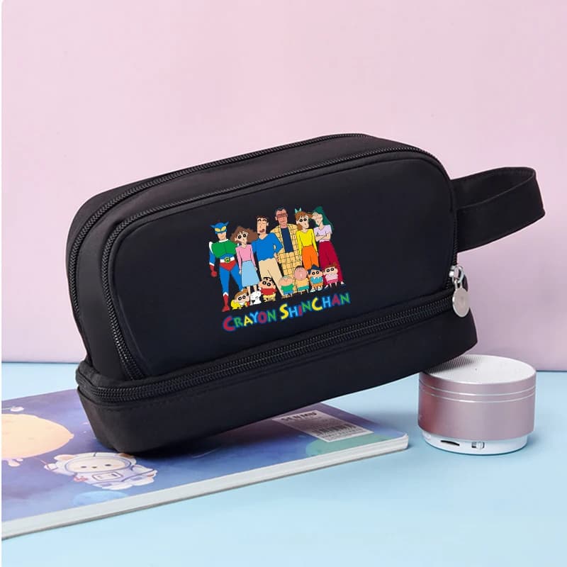 Crayon Shin-chan Student Pencil Case Multi Pocket Pen Pouch Anime Cartoon Large Capacity Pencil Bag Stationery Organiser Bag New