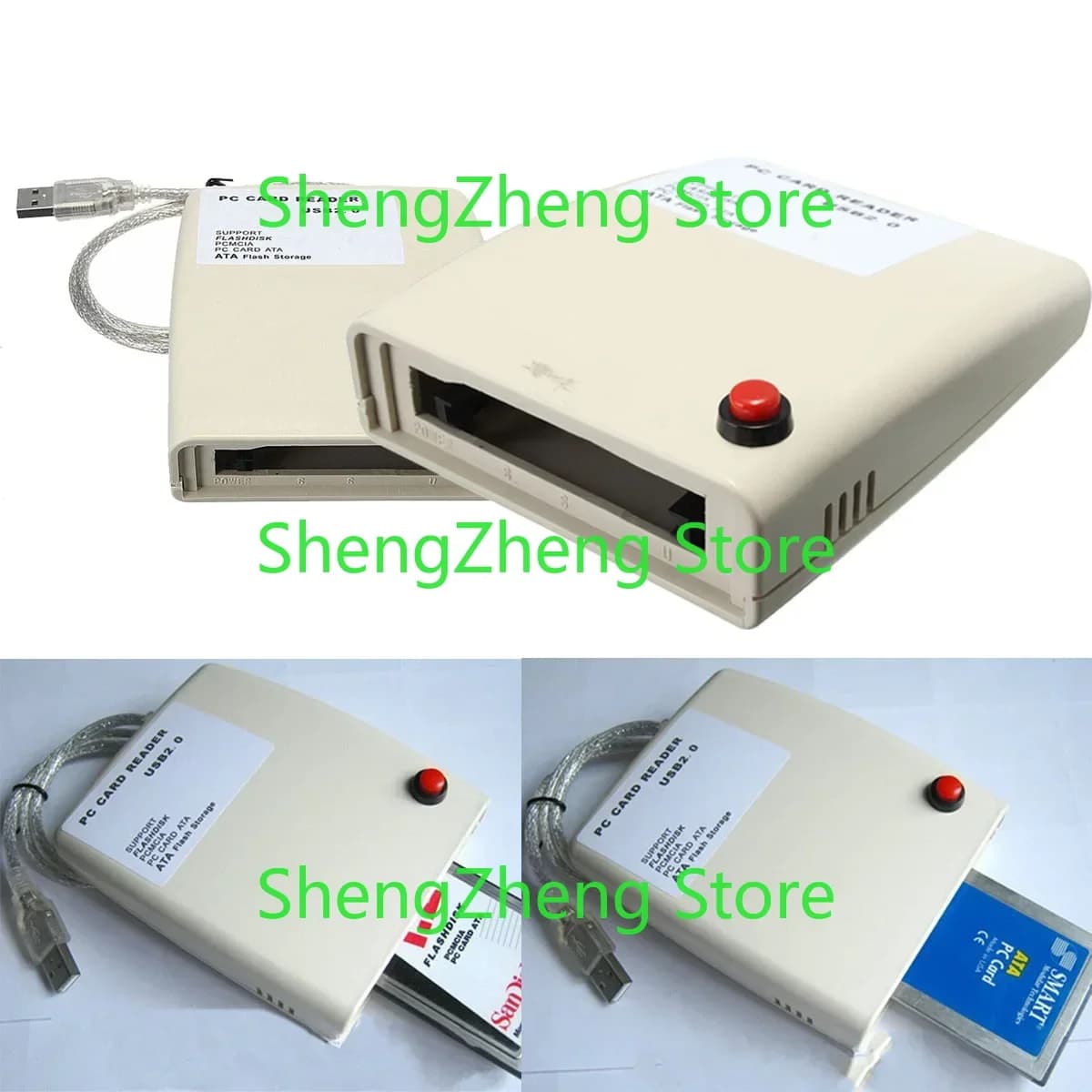 Convertitore adattatore per lettore di schede di memoria con disco flash ATA PCMCIA da USB 2.0 a 68 pin
