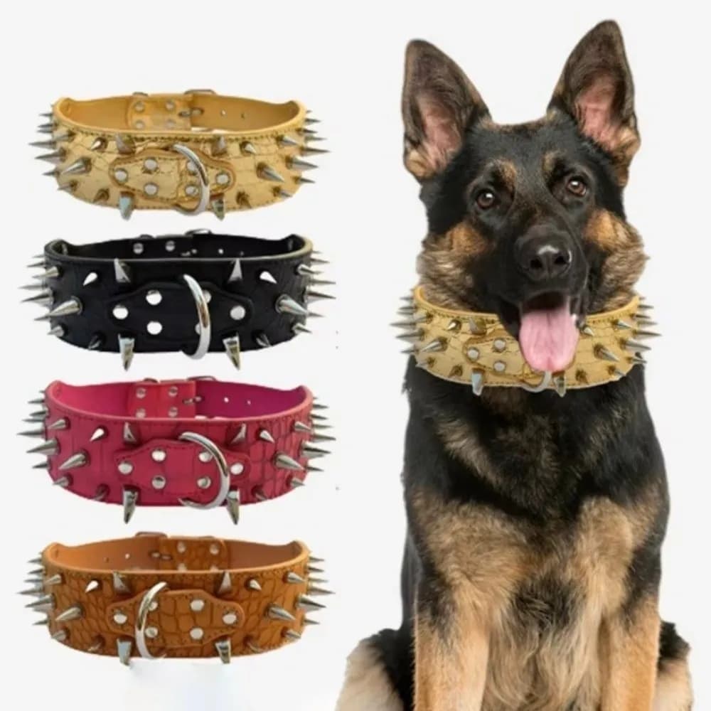 Collari per cani anti-morso con punte, regolabili, in pelle PU resistente, collare decorativo affilato per addestramento cani, accessori per animali domestici