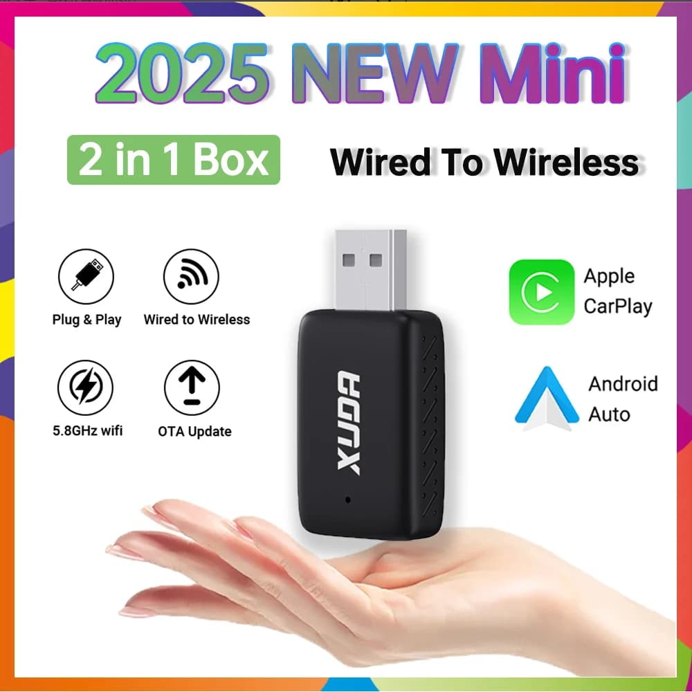 Nuovo adattatore wireless CarPlay Android Auto 2in1 Smart Mini Box USB Plug & Play Bluetooth WiFi connessione rapida scatola Carplay universale