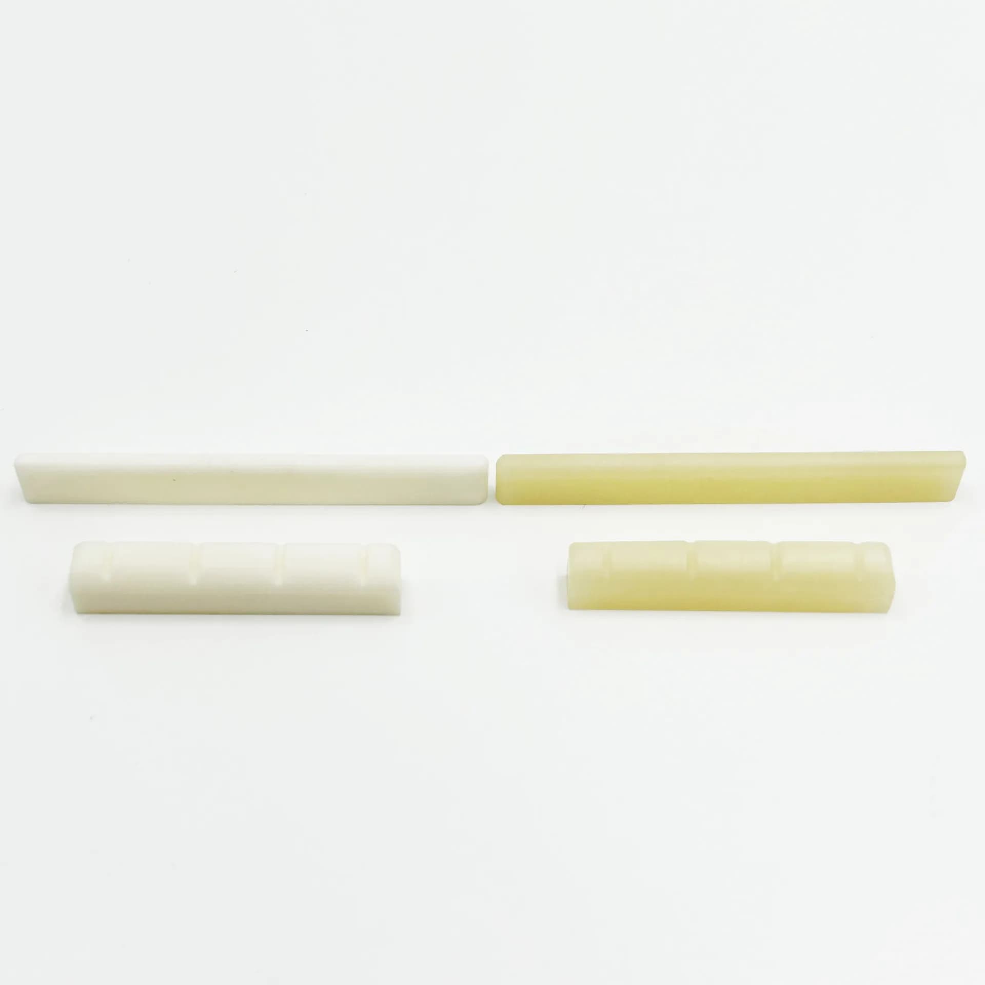 Genuine Bone Ukulele Nut & Saddle Set Natural Ox Bone Slotted Uke Guitar Parts
