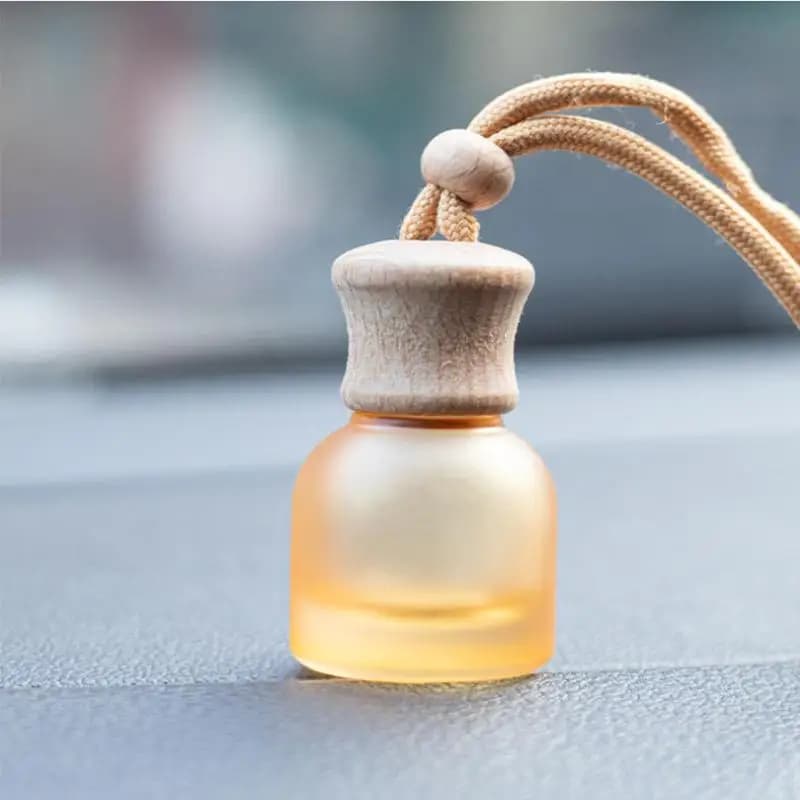 Bottiglia di Vetro per Profumo da 11ml con Tappo in Legno, Deodorante per Auto Ricaricabile, Diffusore di Oli Essenziali per Auto
