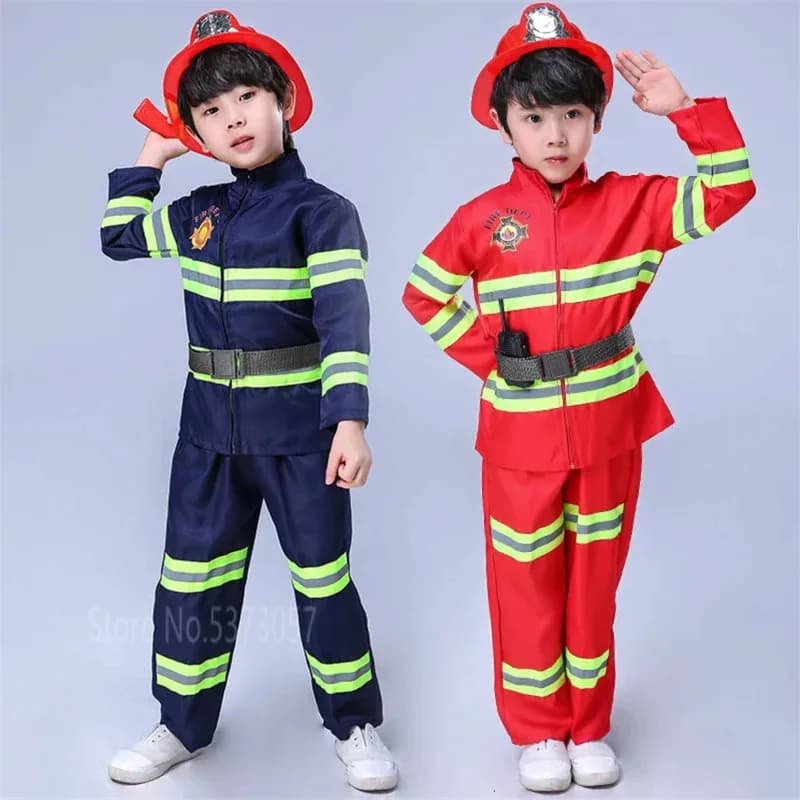 NewFireman Sam Uniforme della Polizia Costume di Halloween per Bambini Cosplay Pompiere Esercito Vestito Neonata Ragazzo Festa di Carnevale Christma QY1