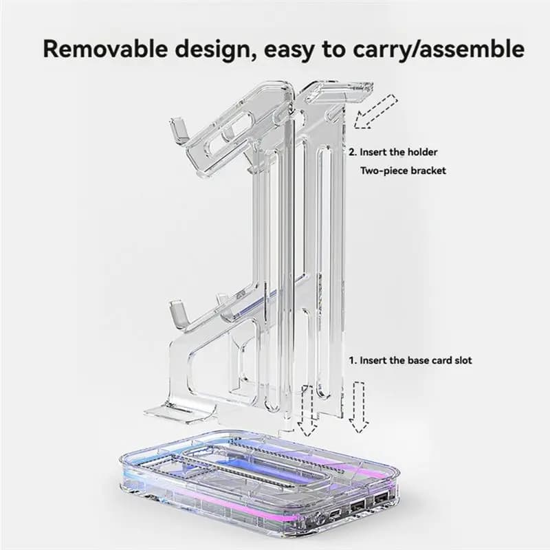 A33T Dual Game Controller Holder RGB Acrylic Gamepad Desktop Stand Headphone Bracket for PS5/for PS4/Switch Transparent