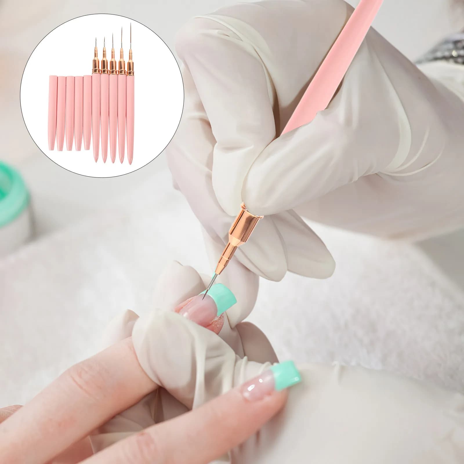 Set di 5 Pennelli per Nail Art, Colori Vivaci, Impugnatura Comoda, Strumento per Disegno su Unghie in Gel, Design Floreale, Pittura per Manicure