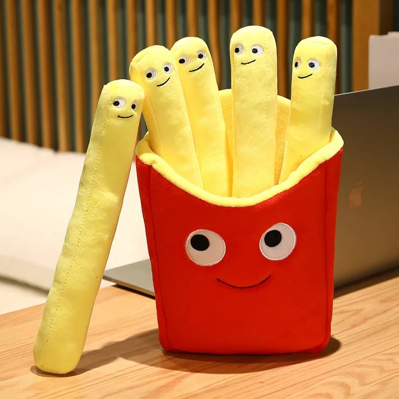 Smile French Fries Plush Stuffed Toy Plush Creative Sofa Pillow Simulated Food Chips Car Accessories Children's Birthday Gifts