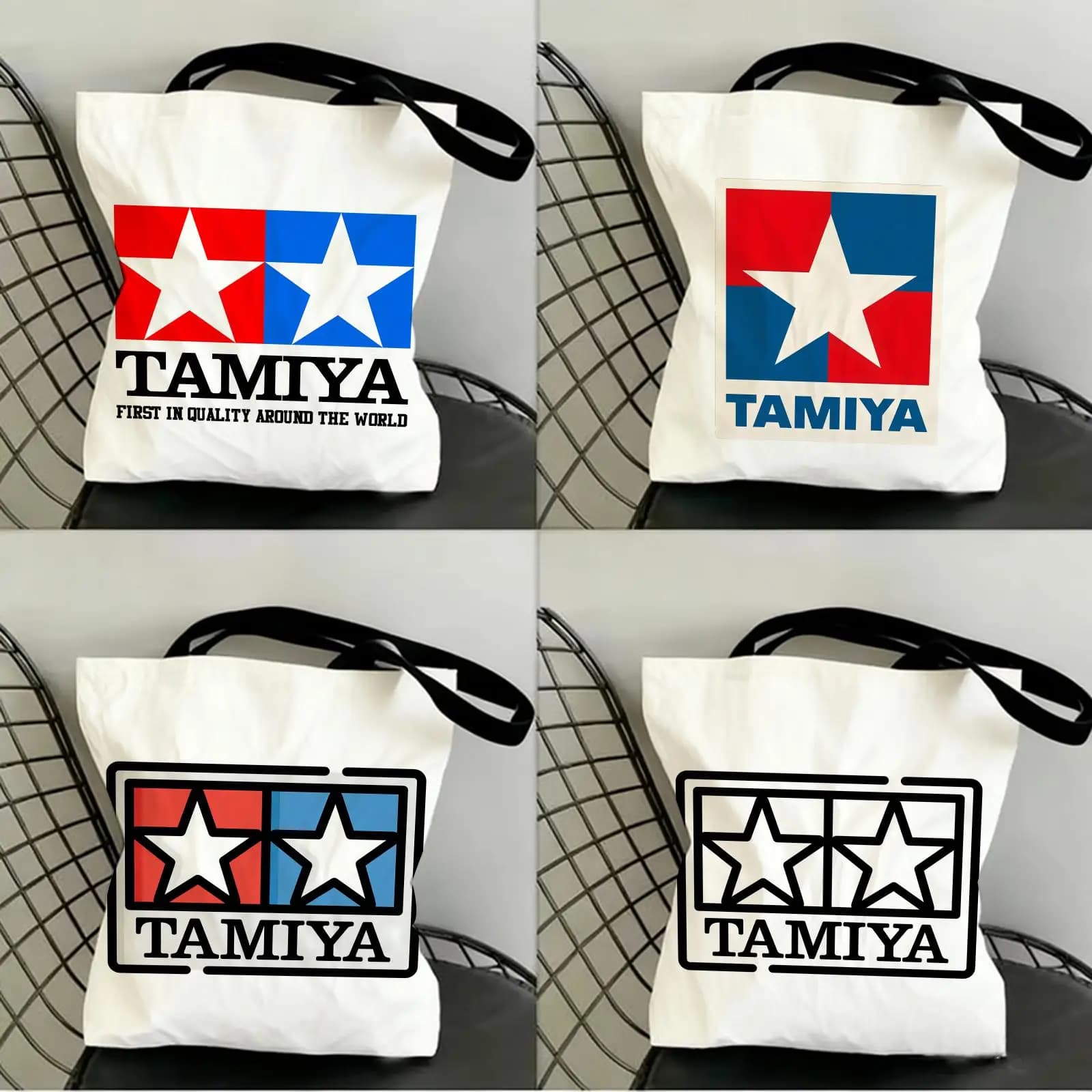 Cool T-Tamiyas Storage Bags Canvas Tote Bag Double-Sided Print Lightweight Shoulder Travel Beach Bag for Daily Use