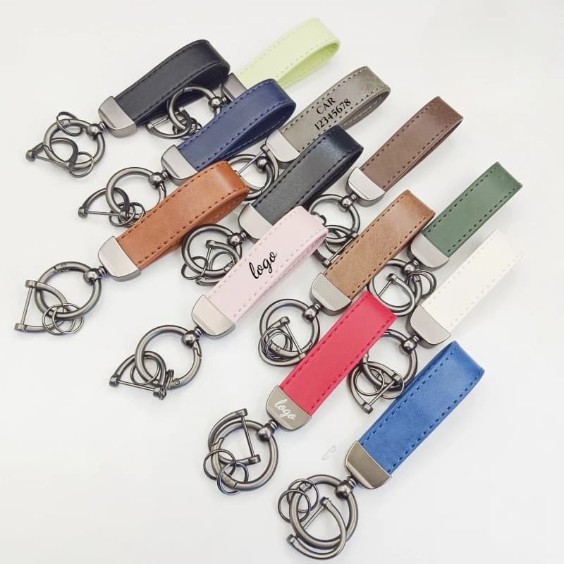 Portachiavi in pelle scolorita con logo personalizzato laser per uomini e donne Porta portachiavi per auto inciso Personalizza portachiavi con nome aziendale