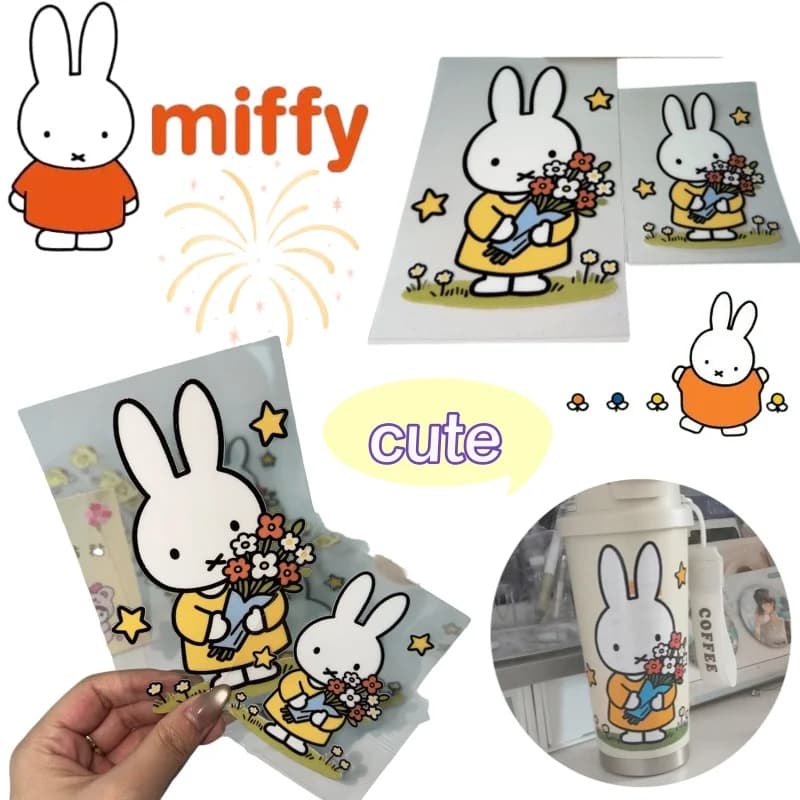 New Miffy Creative Stickers, Big Value, Small & Cartoon Stickers, Simple Wall decals for Telephone Decoration, Fa-da-Te Stickers for Tablet Students