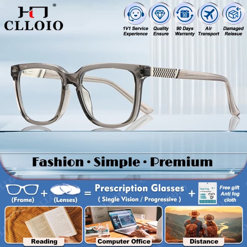 CLLOIO Nuovi Uomini Cornice Quadrata Anti Luce Blu Occhiali Da Vista Miopia Ottica Fotocromica Protezione UV Occhiali Da Sole Polarizzati