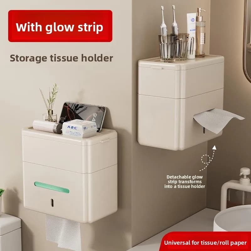 Creative Toilet Tissue Box Bathroom Sanitary Napkin Holder Multi-Function Night Light Strip Storage Rack for Toilet Paper