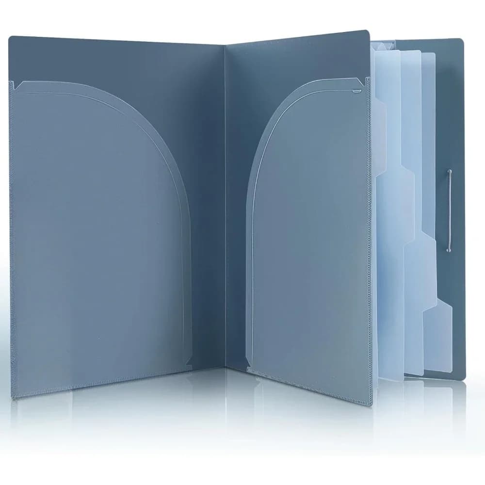 Accordion File Manager, cartelle di estensione a 5 tasche con tasche, paper manager portatile, materiale scolastico per ufficio blu