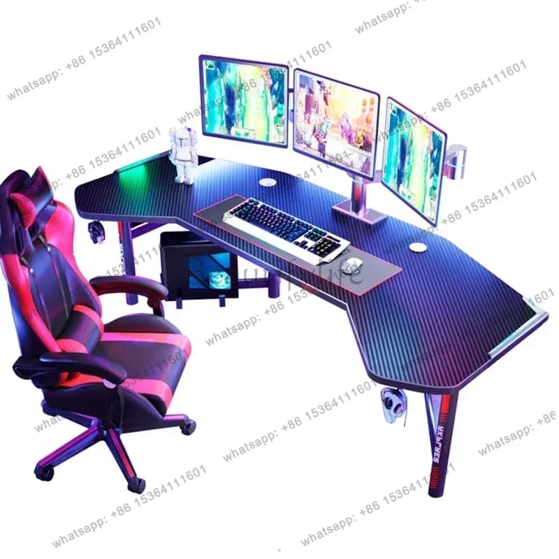 Scrivania bianca per computer, mobili da ufficio, scrivanie per computer desktop, set di tavolo e sedia di lusso per e-sport, tavolo da gioco multifunzionale