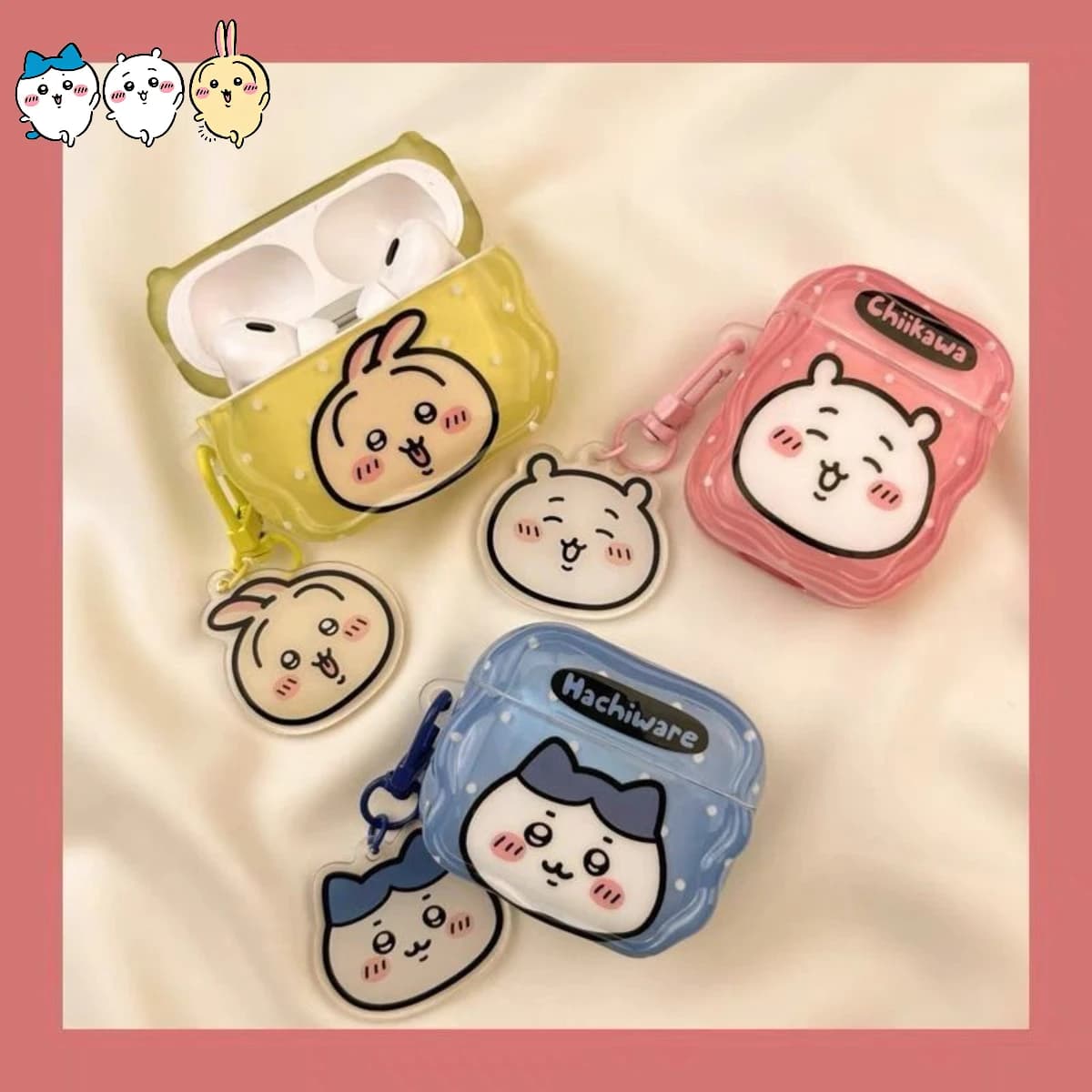 Custodia per auricolari Chiikawa Sunglasses Style per AirPods 1 2 3 4 AirPods Pro, custodia per auricolari simpatica e kawaii a forma di Hachiware Usagi