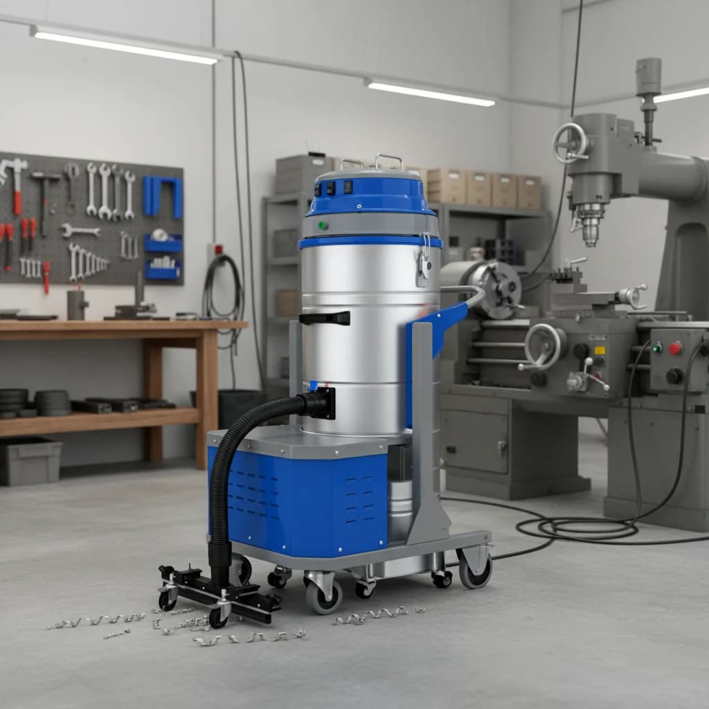 Industrial Vacuum Cleaner TJ210S in Metal for Extraction Powders, Collection Debris in Blacksmiths, Warehouses and Workshops
