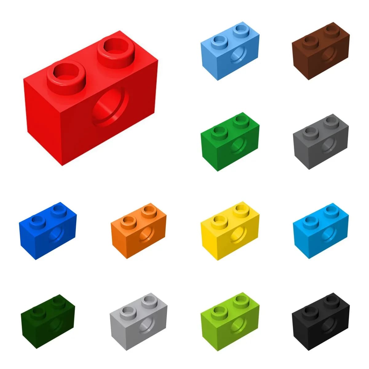 50 pz 3700 Mattoni 1x2 con Foro Mattoni Collezioni Bulk Modular GBC Giocattoli Per Tecnico MOC FAI DA TE Blocchi di Costruzione Compatibile