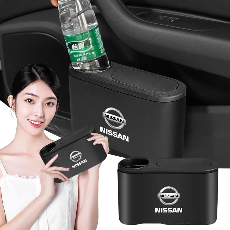 1 Pezzo Contenitore per Rifiuti da Auto con Portabevande e Organizer per Nissan Nismo GTR Tiida Sylphy Teana X, Compatibile con Coprimozzi
