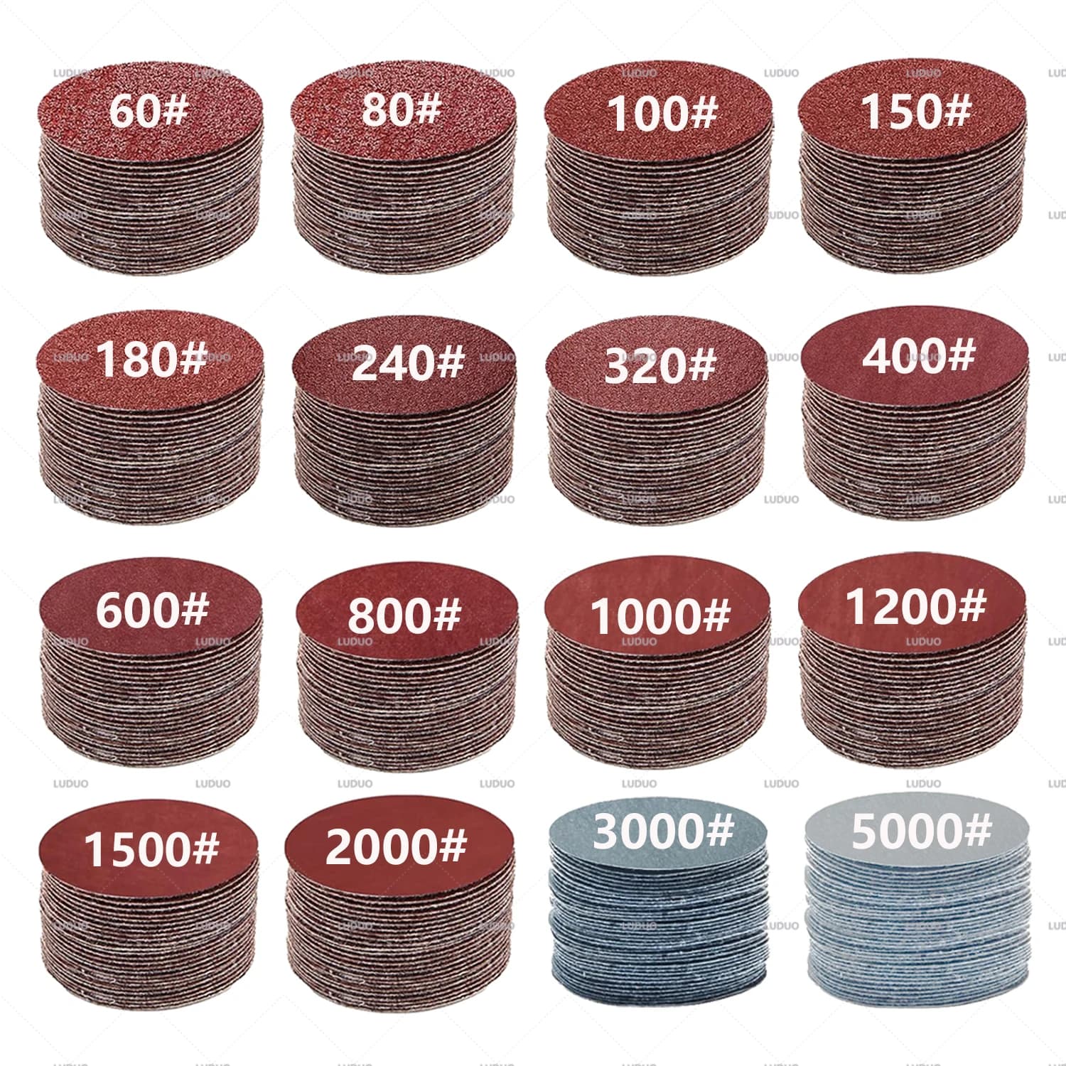 3/4/5/6/7 pollici 40PCS Disco abrasivo Rotondo Set di fogli di carta vetrata Carta vetrata Lucidatura Tampone per lucidatura per auto Carta abrasiva
