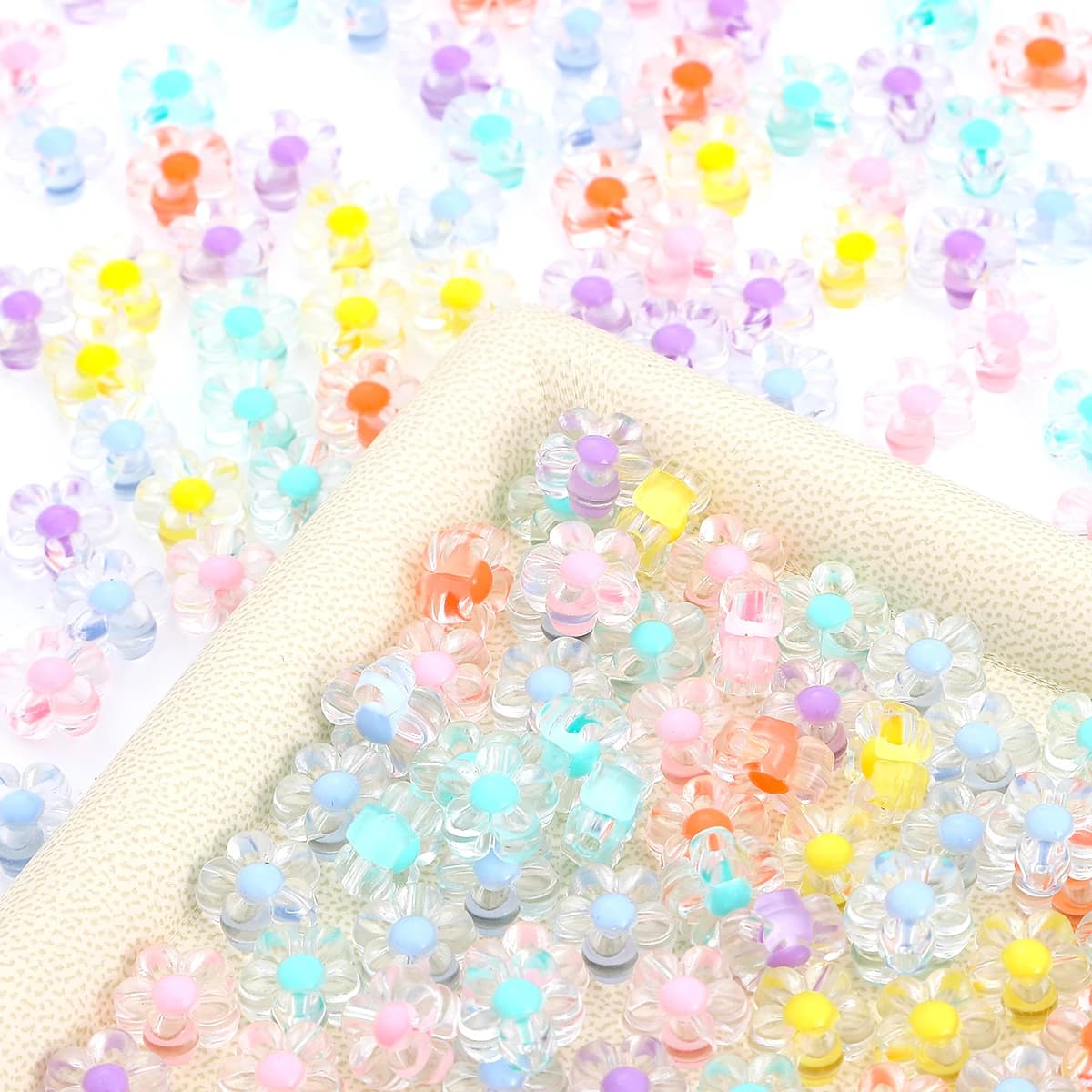 50 pz/lotto Perline acriliche a forma di girasole da 12 mm, opache trasparenti, colori misti, distanziatori, per braccialetti e orecchini fatti a mano, estivi