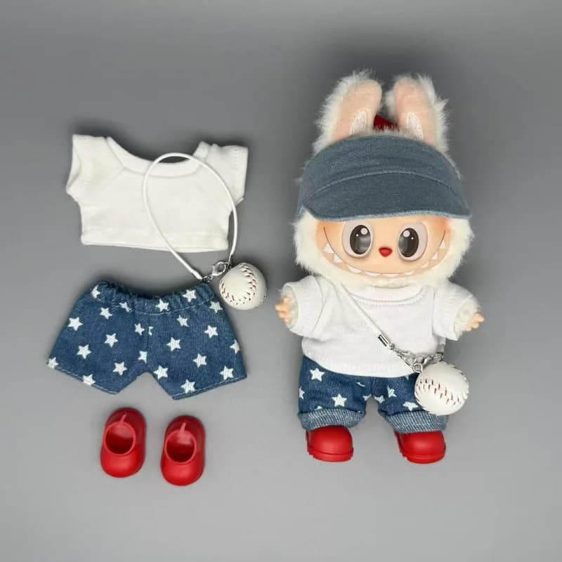 Ciondolo Labubu Adatto per Giocattolo Alla Moda 1a 2a 3a Generazione Labubu Vestiti Pantaloni Seduta Festa Macaron Costumi Star Jeans