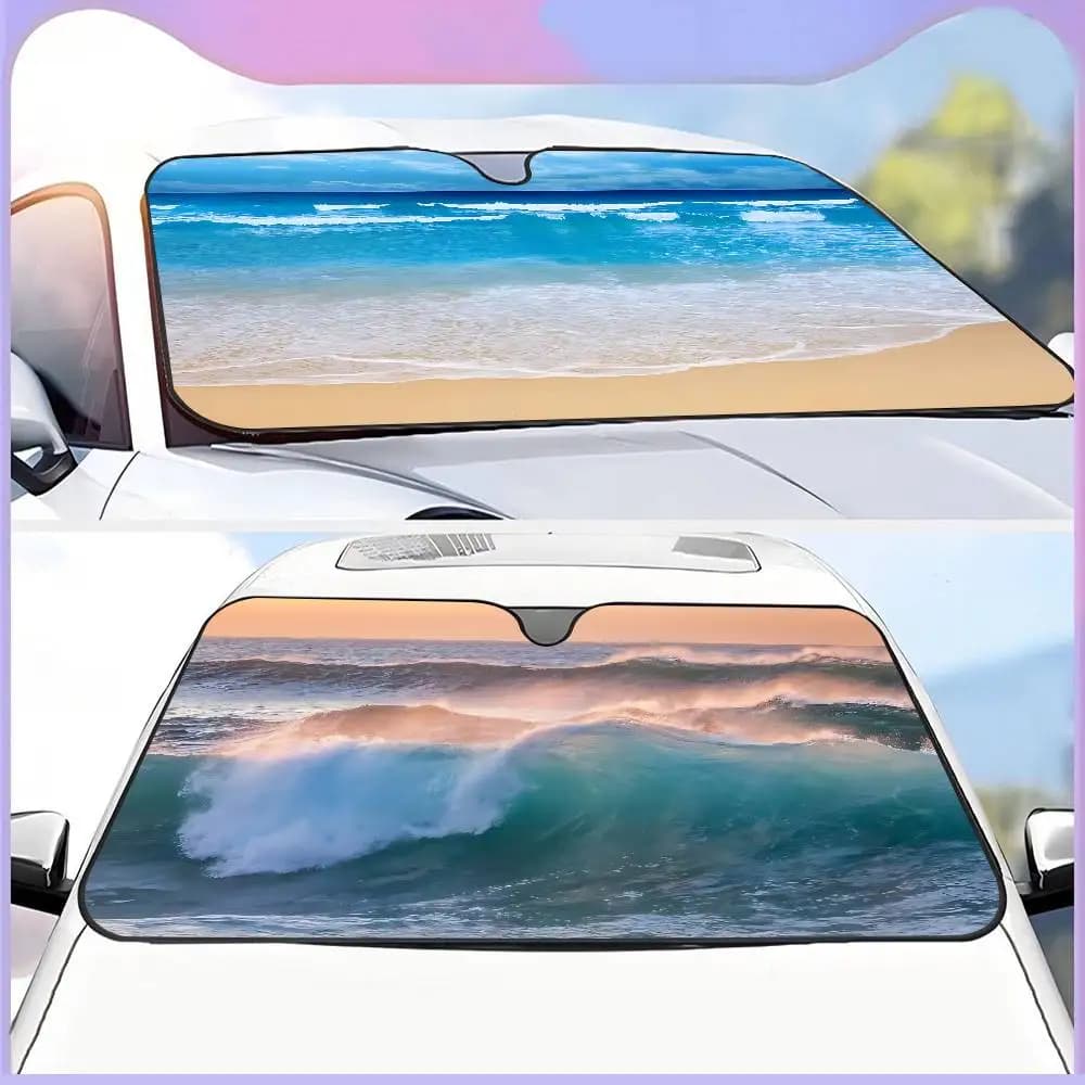 Parasole Pieghevole Blu Rinfrescante per Auto da Spiaggia Estiva, Divertente e Carino, di Vincent, per Auto, Camion, SUV