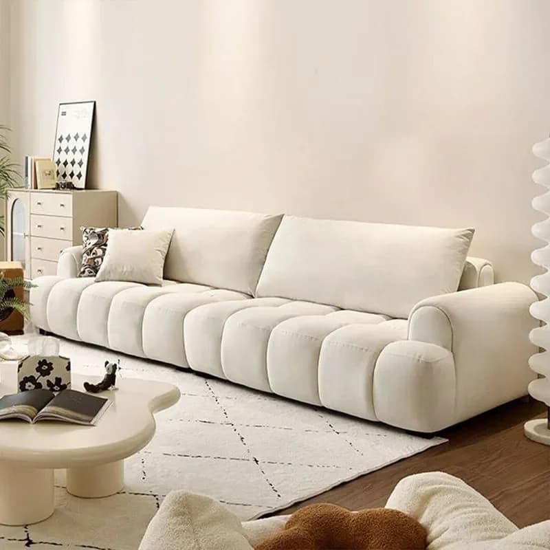 for Light Luxury Simple Tofu Block Household Cream Technology Fabric Sofa New Straight Row Sofa Living Room Small Apartment