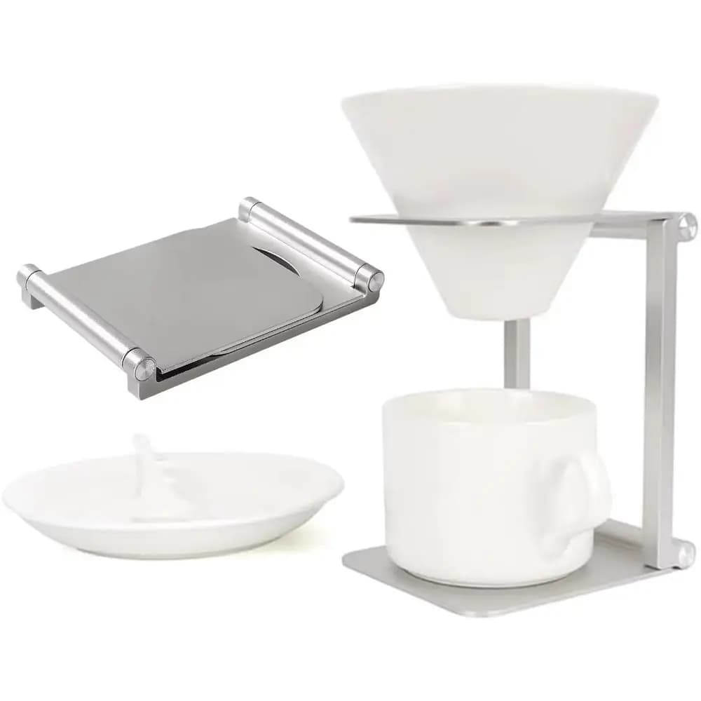 Supporto per caffè in acciaio inossidabile, pieghevole, leggero, per macchina da caffè espresso, dimensioni compatte, salvaspazio, supporto per caffè