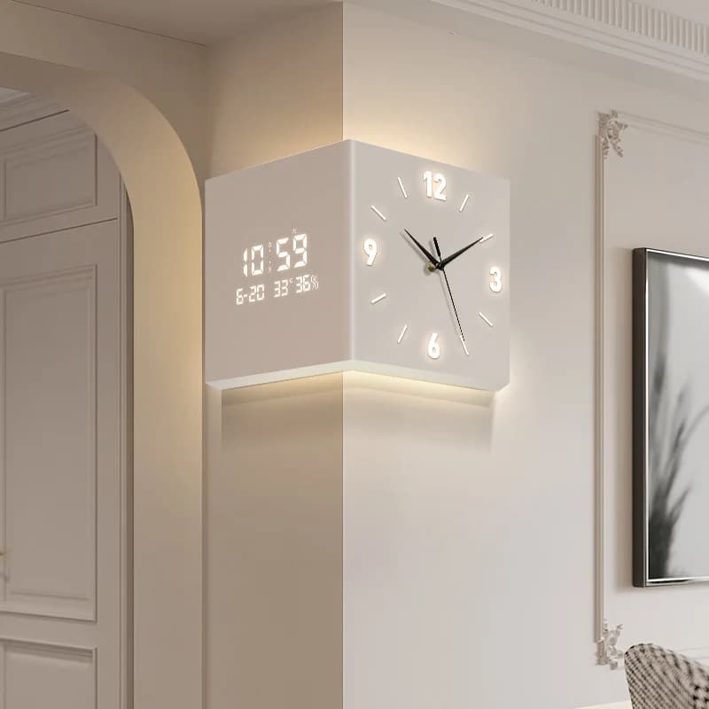2025Nuova orologio ad angolo calendariopetuo Nuovo moderno semplice da parete bifacciale creativo da parete ad angolo Romanzo moderno semplice orologi