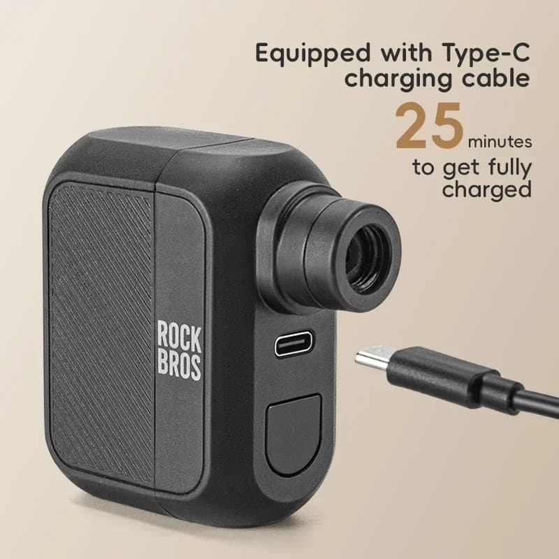 Compressore d'Aria ROCKBROS Ricaricabile, Pompa per Gonfiaggio Pneumatici con Batteria da 300mAh, Pompa Elettrica Portatile 100PSI per Biciclette
