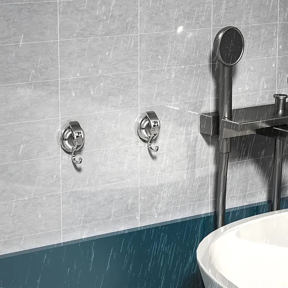 Senza punzonatura Organizzazione di ganci a ventosa per doccia da bagno lucidi per carichi pesanti cromati
