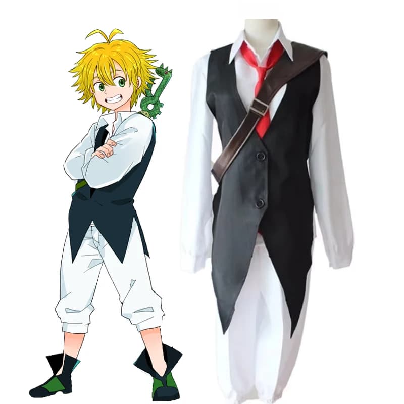 The Seven Deadly Sins Cosplay Meliodas Cosplay Costume Halloween Carniva Full Set Uniform with Wig and Bag