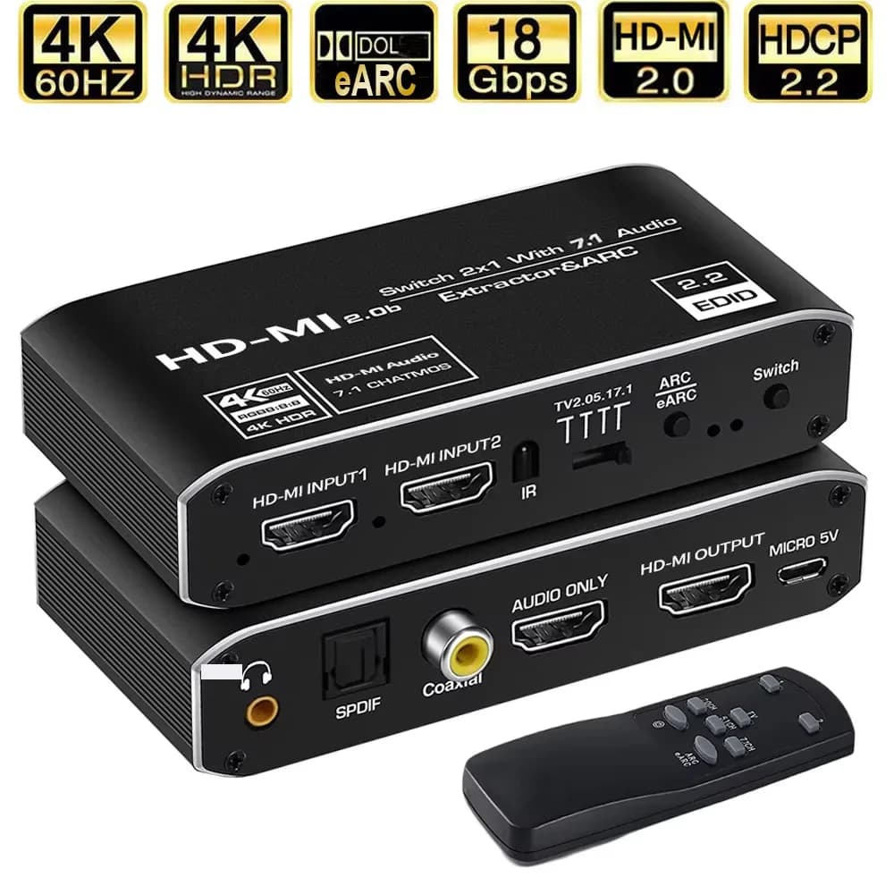 HDMI compatible 4K 120Hz 8K 60Hz HDCP 2.3 Audio splitter adapter Video converter PS5 Xbox TV receiver