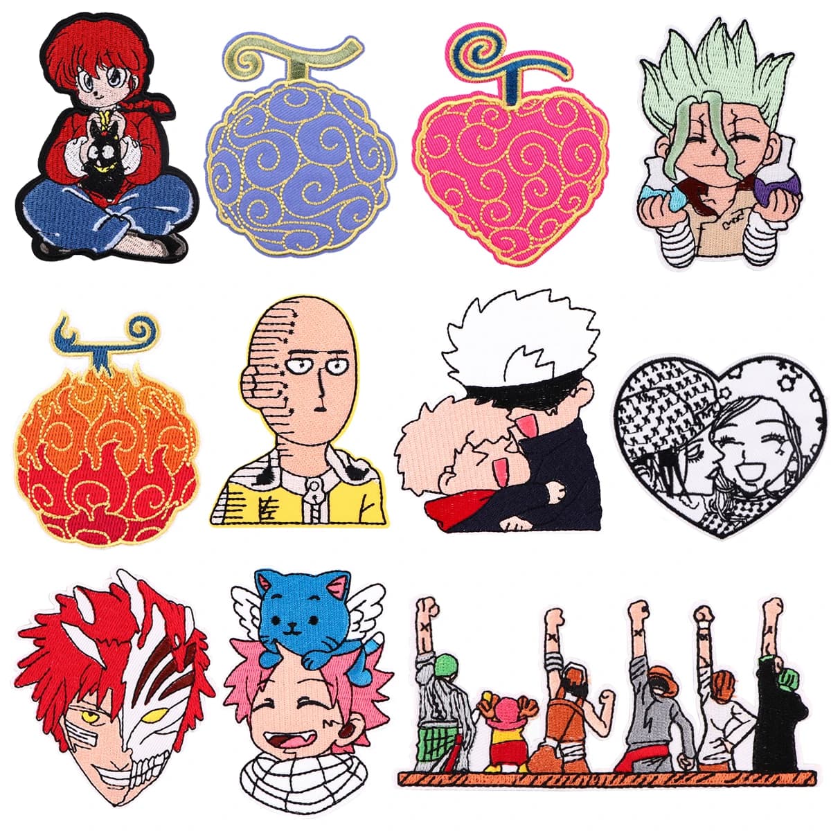 Badge Manga da applicare sullo zaino, Toppe termoadesive con Frutto del Diavolo per abbigliamento, Toppe ricamate Anime per vestiti e giocattoli