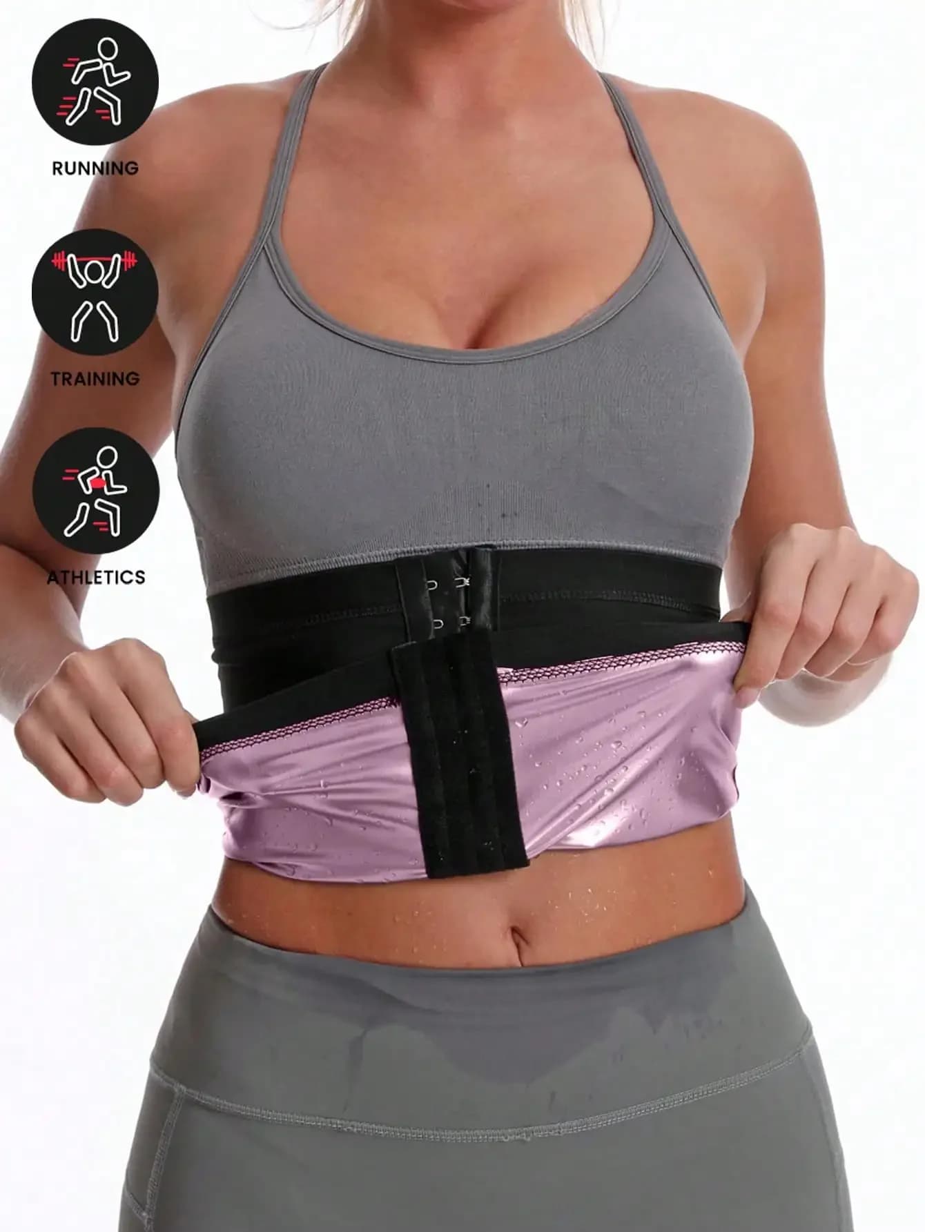 Cintura modellante sportiva in PU poliuretano per esterni, corsetto dimagrante per pancia, accessori da palestra, cinture lombari per dimagrimento, corsetto rosa a molla