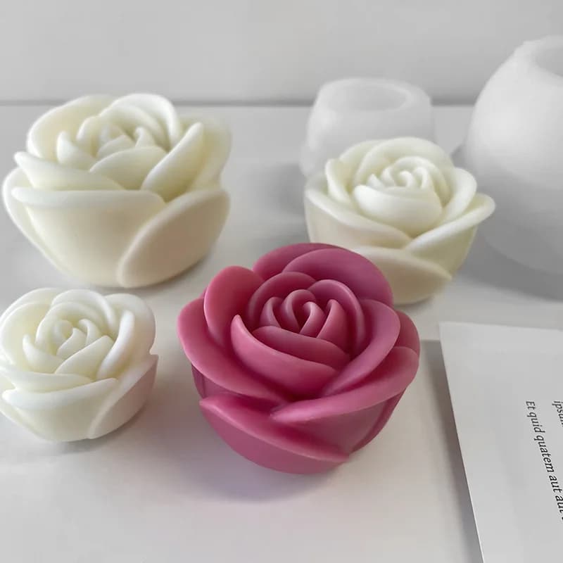 San Valentino Fiore Aroma Candela Stampo in silicone Candela rosa Ornamento Stampo gocciolante Decorazione torta fai da te Stampo da forno