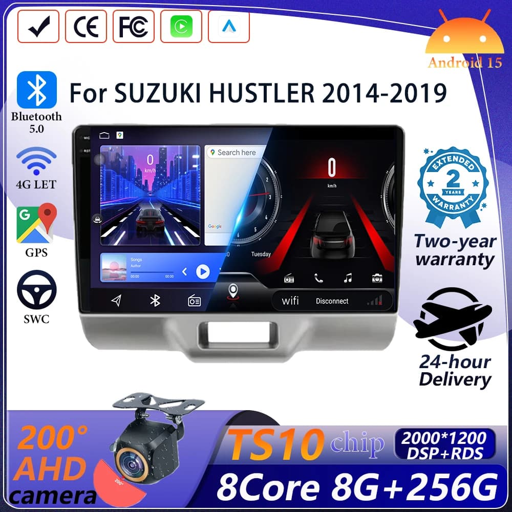 Wireless CarPlay for Apple Android Auto Car Radio For SUZUKI HUSTLER 2014-2019 GPS Multimedia Stereo TouchScreen Player GPS