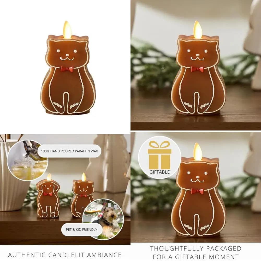 Battery Gingerbread Shape LED Candle with Timer, 2.5 x 4,3, Remote Control Sold Separately, Ideal for Christmas Displays