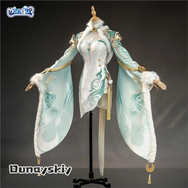 Genshin Impact Zi Bai An Everlasting Dream Dunayskiy@ Abito Etereo in Seta Fluida Ricamato con Luce Stellare per Cosplay Anime