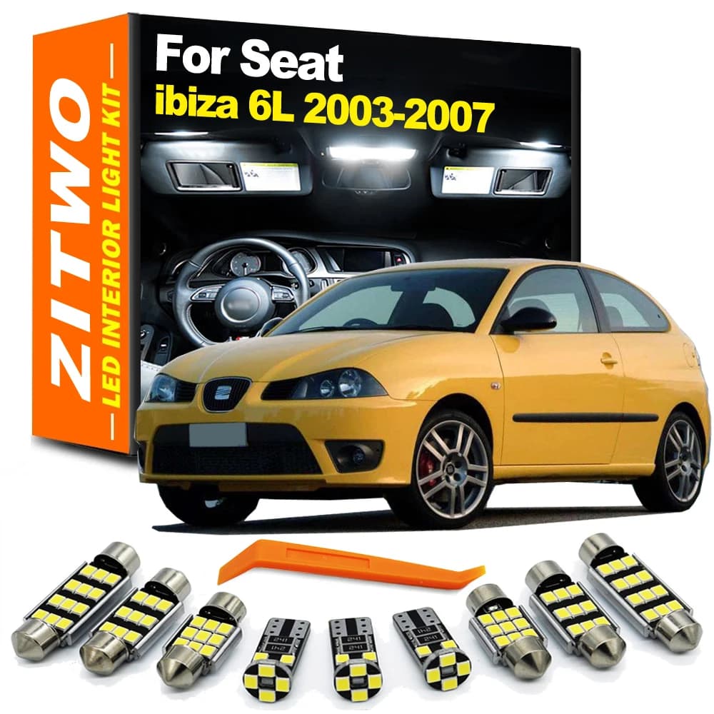 ZITWO 8 pezzi senza errori canbus lampadina a LED per Seat Ibiza 6L 6L1 2003 2004 2005 2006 2007 cupola interna mappa lettura bagagli kit luce