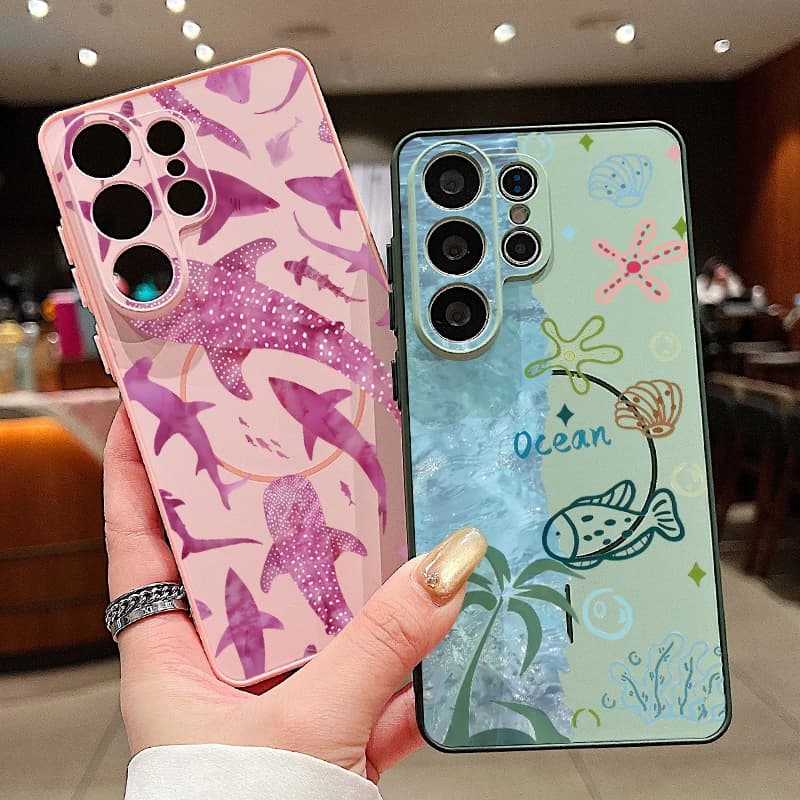 Cover Magnetica per Telefono con Stampa Squalo Oceanico per Samsung Galaxy S26 S25 S24 S23 Ultra S25 S24 FE A57 A56 A37 A17 A55 A26 A36 A35