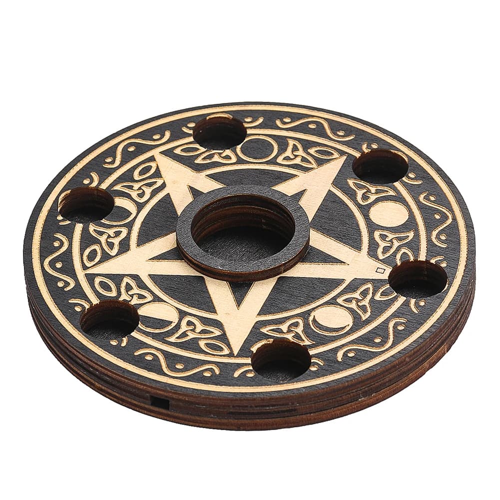 Espositore per palline di cristallo pentacolo in legno portacandele meditazione divinazione 7 stelle Array Base energia forniture per stregoneria