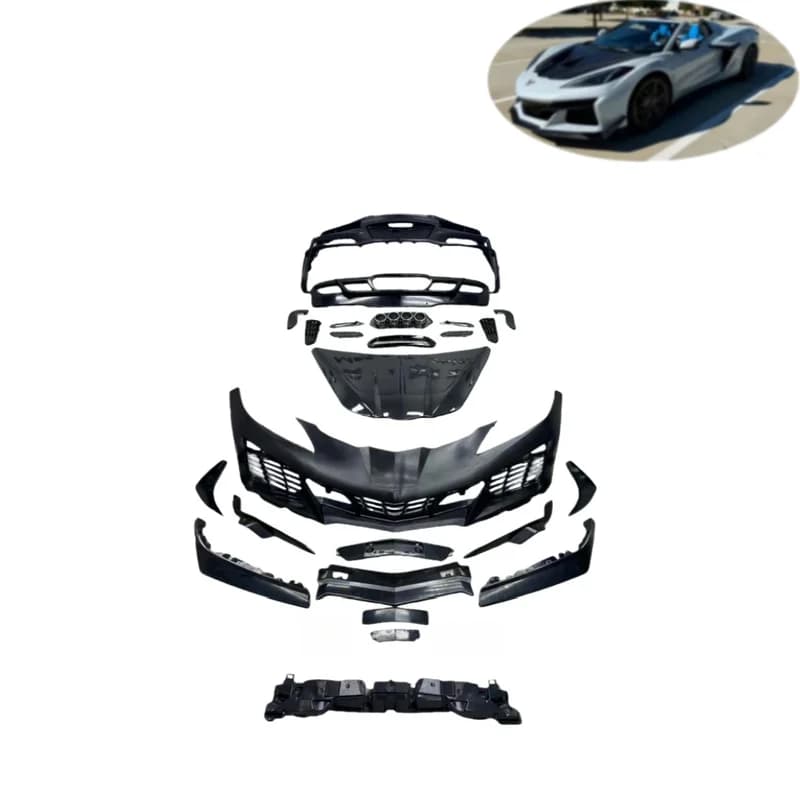 Hot Selling Z06 Style Car Modification Body Kit Front Rear Bumper Grille Hood Rear Diffuser For Corvette C8 Upgrade