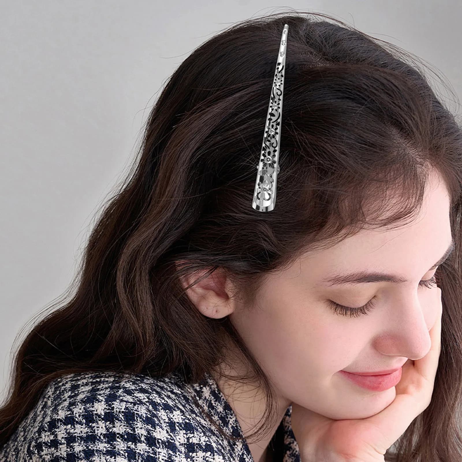 4 fermagli per capelli in metallo argentato, fermagli per capelli in metallo cavo per donne e ragazze, design elegante, fermagli decorativi per lo styling
