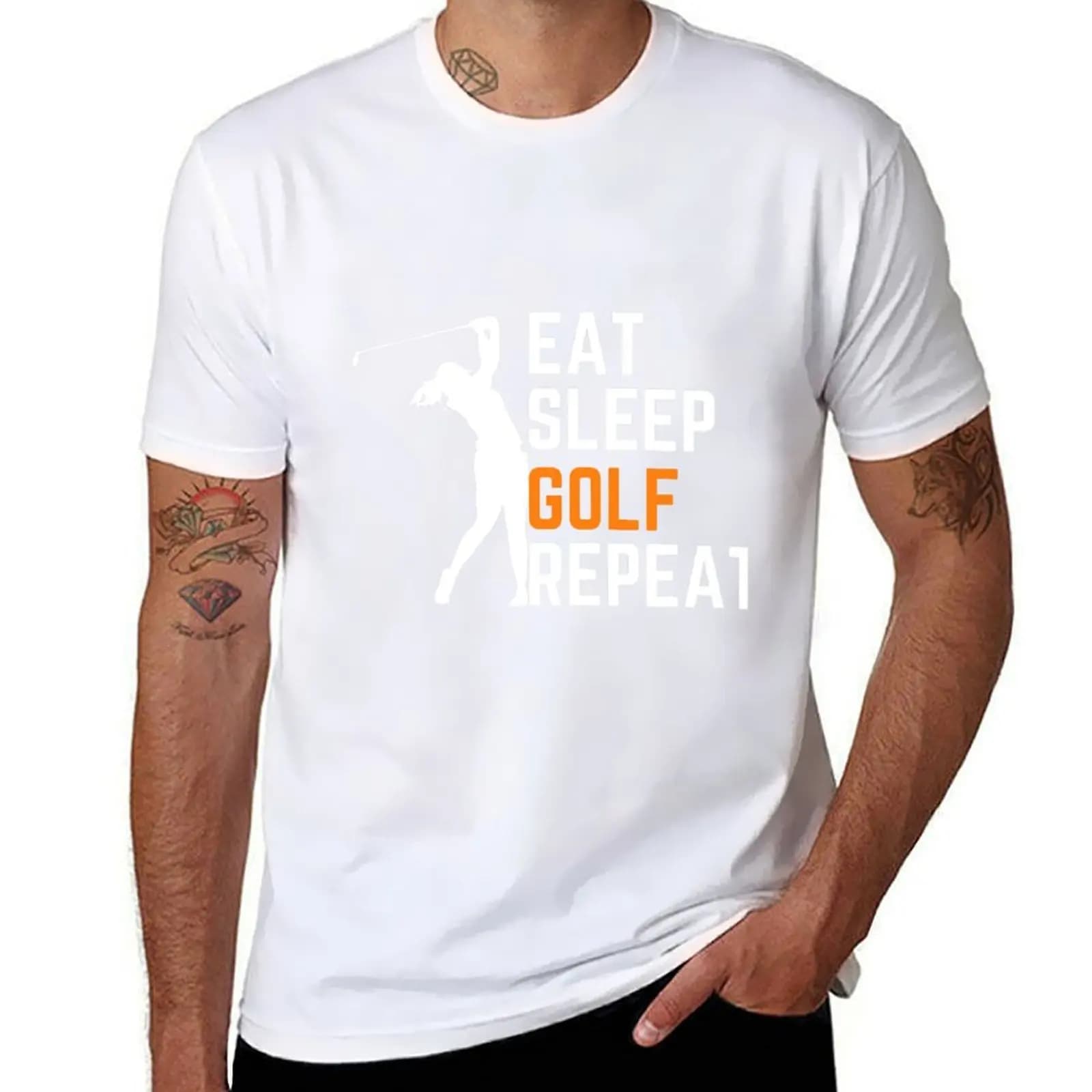 Dormire, ripetere il golf, mangiare, maglietta Daily Work a maniche corte