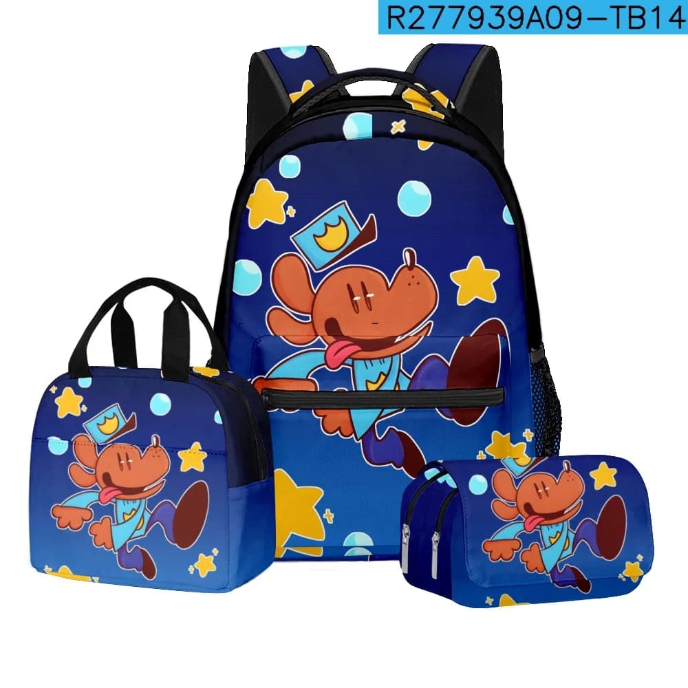 Trendy Popular Novelty Funny Dog Man 3D Printed 3pcs/Set School Bags Laptop Daypack Backpack portable Lunch bag Pencil Case
